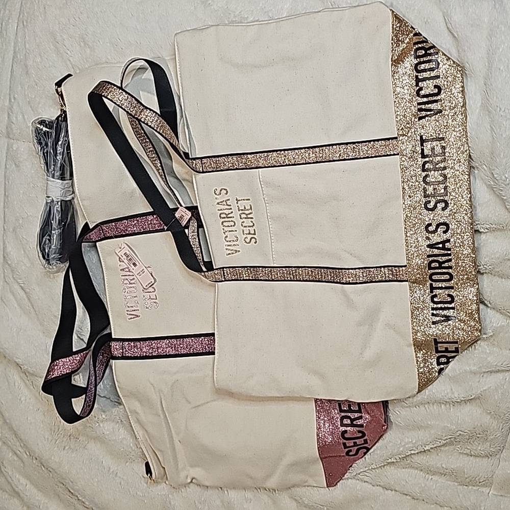 NWT Victoria's Secret Sparkle Tote Bag Bundle